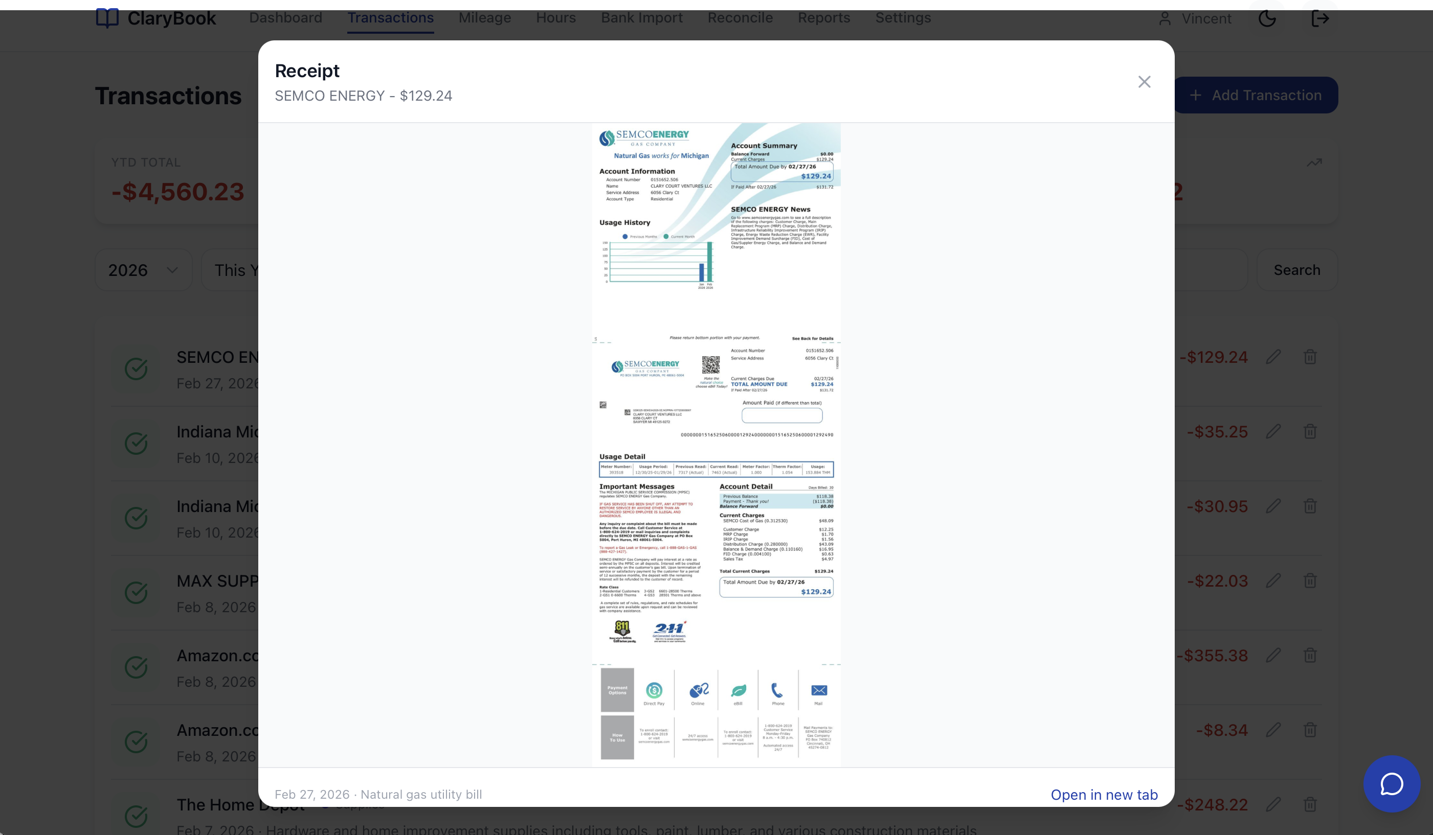 Client texting a receipt to ClaryBook