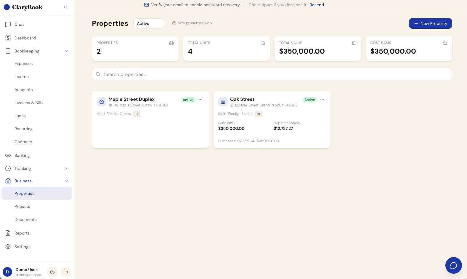 Property owner dashboard